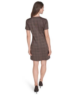 Women's Micro Houndstooth Button Dress