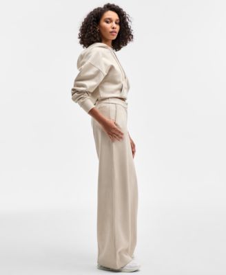 Guess Womens Hooded Scuba Long Sleeve Faux Suede Sweatshirt Tailoring Scuba Chino Pants In Neutral