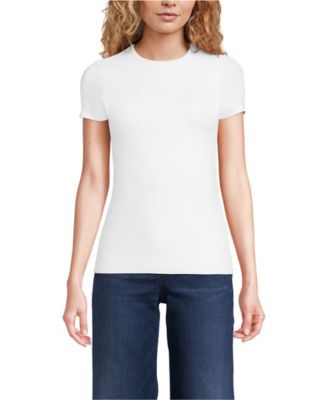 Women's Short Sleeve Tugless Double Layer Crew Neck Knit Top