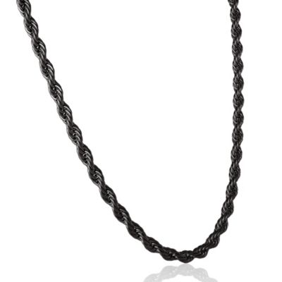 Black Twisted Rope Chain Necklace - 24'' Chain