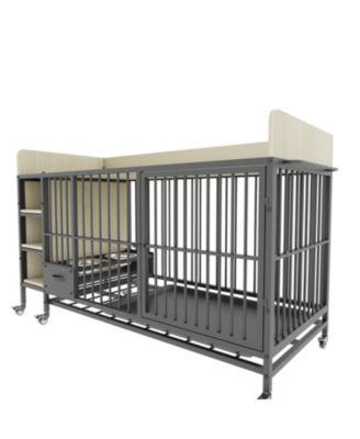 57 in. W x 33 in. H x 24 in. D Large Pet Cage with Storage Rack Drawers with Stainless Steel Food in Beige