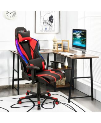 Gaming Chair Adjustable Swivel Computer Chair w/ Dynamic LED Lights