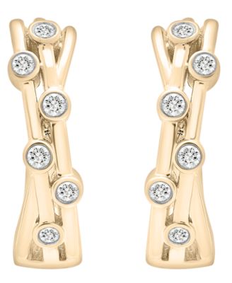 2-Pc. Set Diamond Bangle Bracelet and Hoop Earrings (1/4 ct. t.w.) in 14k Gold-Plated Sterling Silver