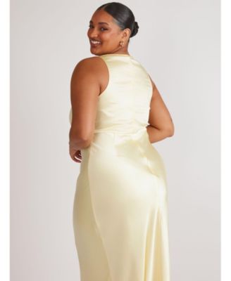 Cowl Front Satin Bridesmaid Dress