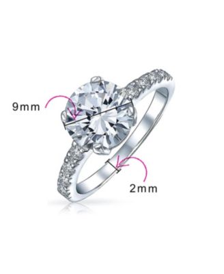 Classic 4CT CZ Round Solitaire Promise Ring  Gold Sterling Silver Cubic Zirconia Thin  Pave Band