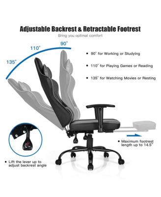 Massage Gaming Chair Racing Computer Task Chair Recliner w/Footrest