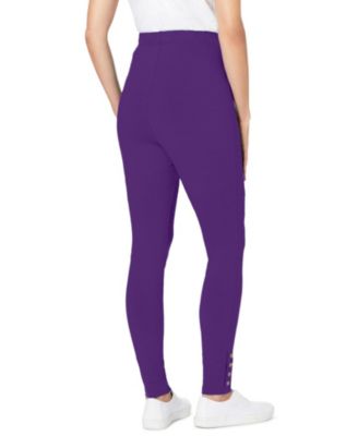 Plus Size Stretch Cotton Snap-Trim Legging