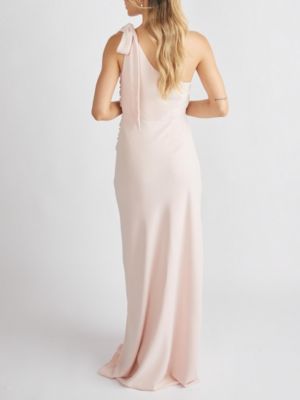Women's Bow One Shoulder Crepe Bridesmaid Dress