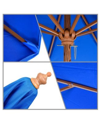 9-Foot Wood-Grained Steel Market Patio Umbrella