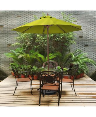 9-Foot Wood-Grained Steel Market Patio Umbrella
