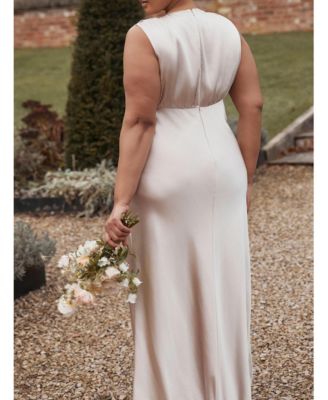 Plunge Drape Satin Bridesmaid Dress