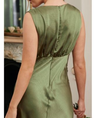 Plunge Drape Satin Bridesmaid Dress
