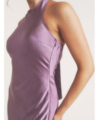 Women's Racer Neck Satin Bridesmaid Dress