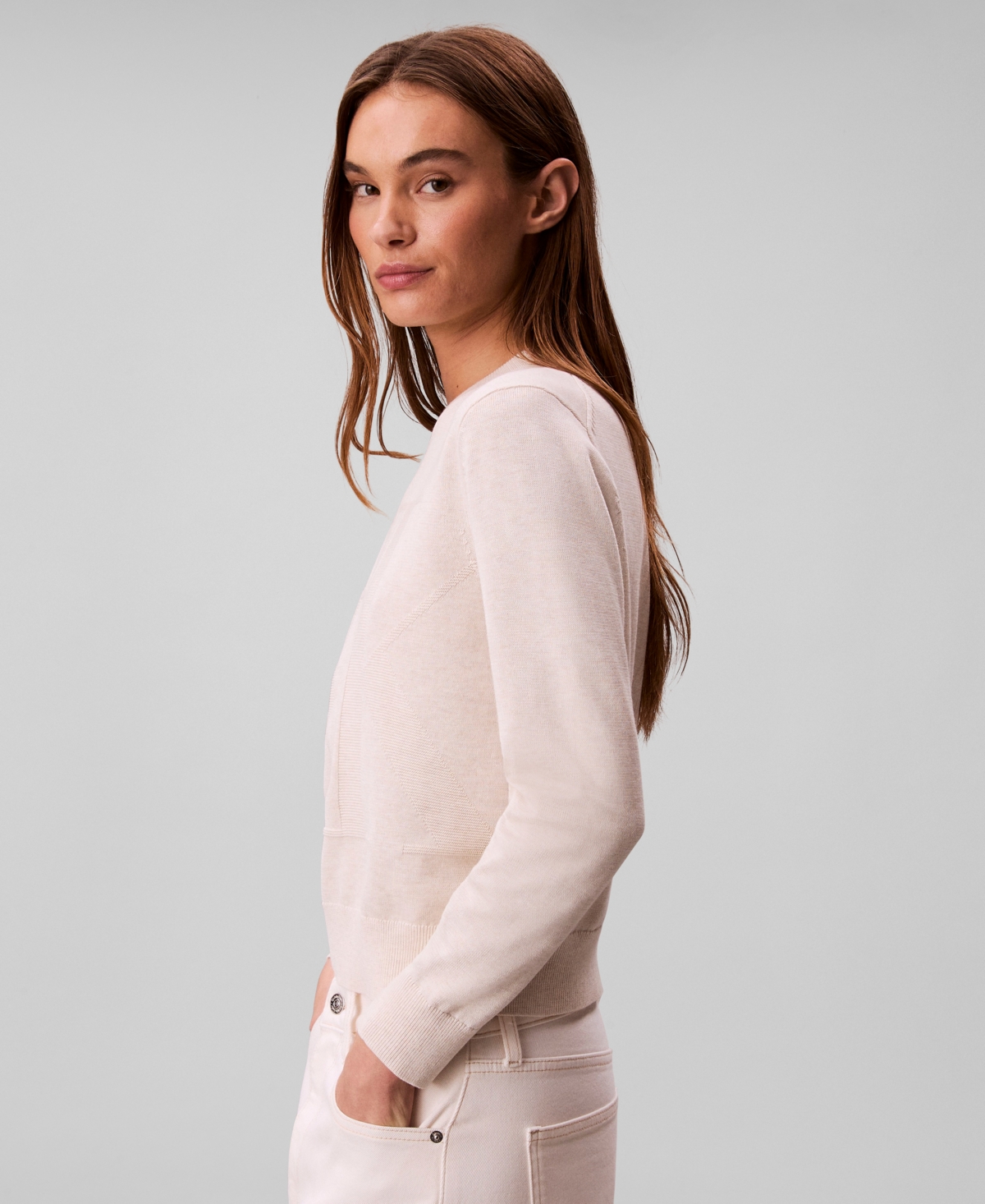 Calvin Klein Jeans Est.1978 Women's Monogram Logo Sweater In Pink