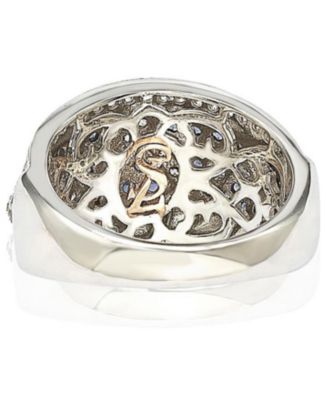 Suzy Levian Sterling Silver & Created White Sapphire Pave Zig Zag Ring