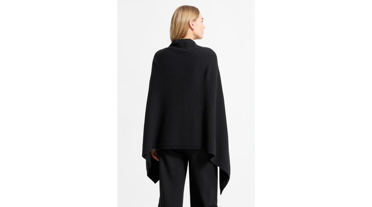 Женская накидка Marcella Mika Italian Merino Wool Asymmetric-Hem Knit Cape with Zip, цвет: Чёрный — фото 2