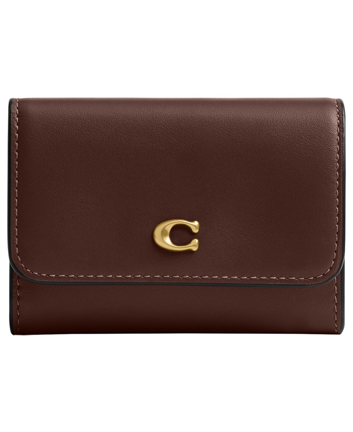 Женский кошелёк COACH Essential Leather Flap Card Case, цвет: Латунный / Кленовый — фото 1