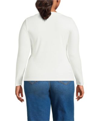 Plus Size Drapey Rib Fitted Long Sleeve Henley T-Shirt