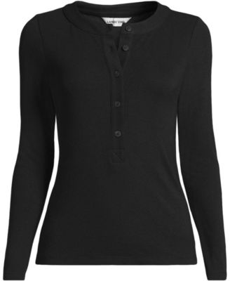 Women's Drapey Rib Fitted Long Sleeve Henley T-Shirt