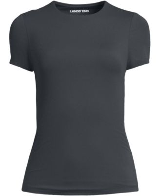 Women's Short Sleeve Tugless Double Layer Crew Neck Knit Top