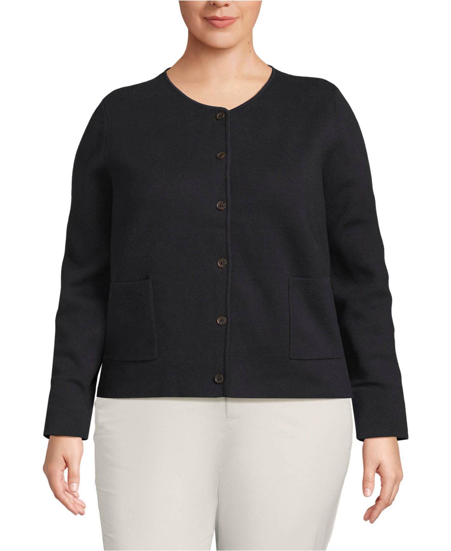 Plus Size Fine Gauge Cotton Milano Blazer Sweater