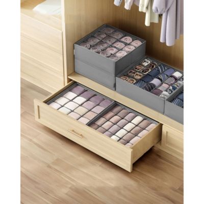 Set of 4 Closet Organizers for Underwear with 80 Cells for Drawer Storage