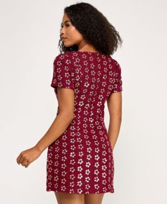 Juniors' Short Sleeve Boucle Dress