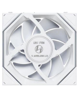 UNI FAN TL Wireless 1.6" LCD 120mm ARGB Case Fan with Controller, White, 3-Pack