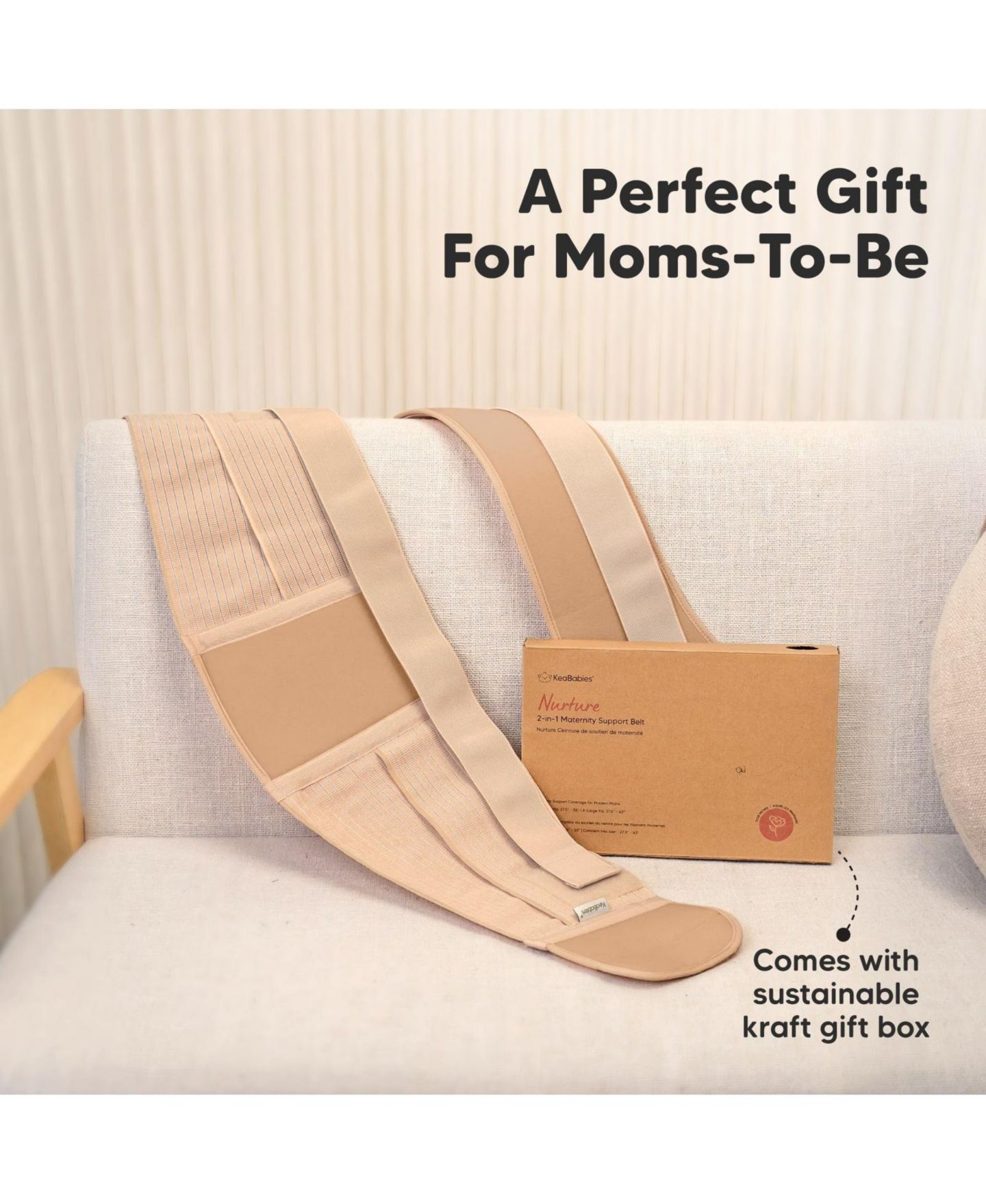 Женский ремень KeaBabies 2 in 1 Pregnancy Belly Support Band, Maternity Belt, Pregnancy Must Haves Baby Belly Bands, цвет: Слоновая кость — фото 12