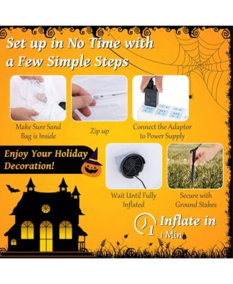 6 Ft Halloween Inflatables Cute Ghost with Jack-O-Lantern & Witch Hat