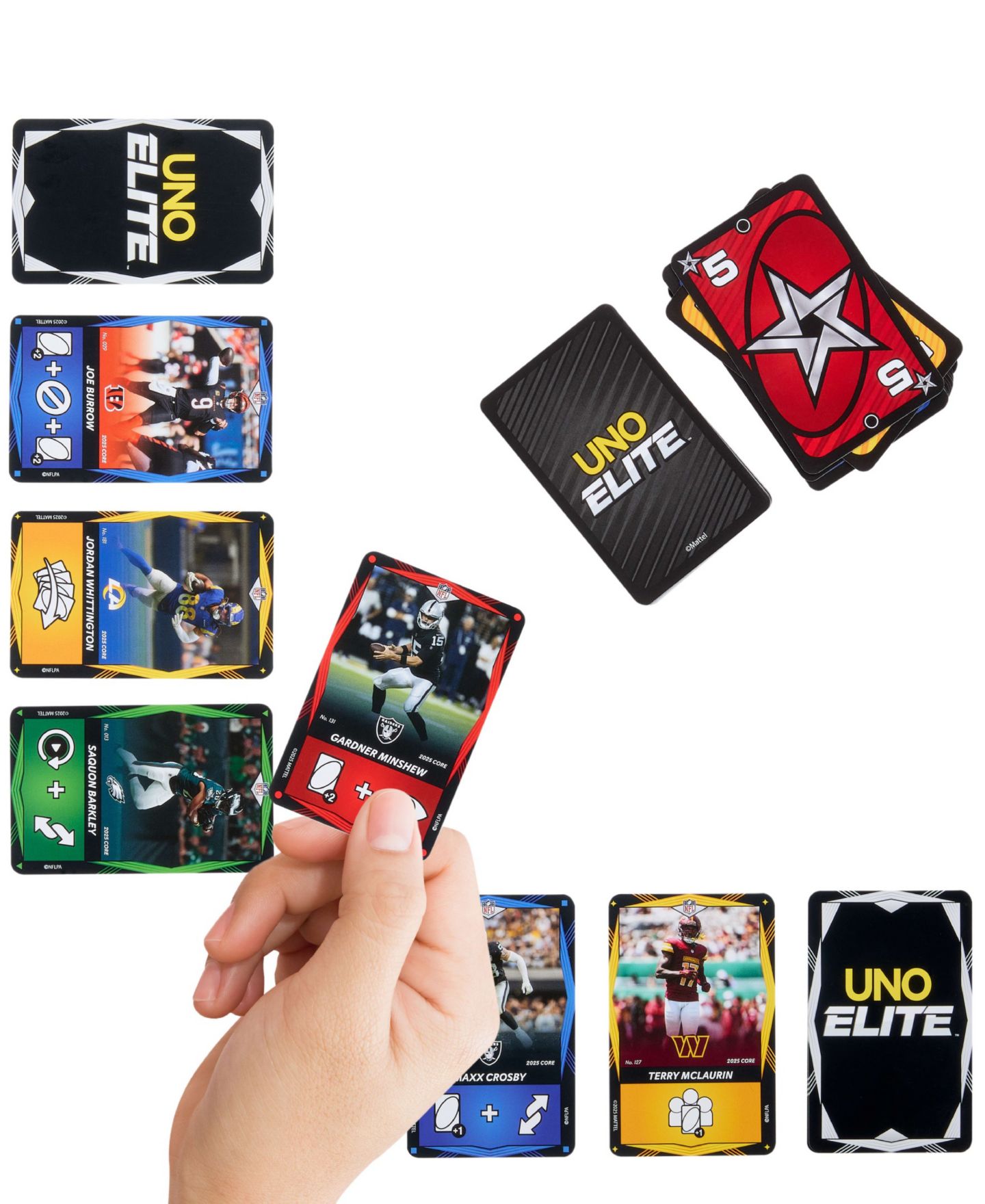 Детские карточные игры Mattel UNO Elite NFL Card Game 2025 Core Edition Starter Set — фото 9