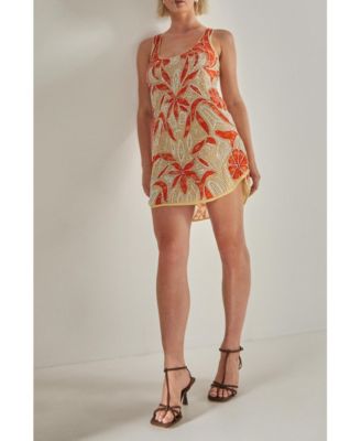 Women's Retro Lace Curved Hem Mini Dress