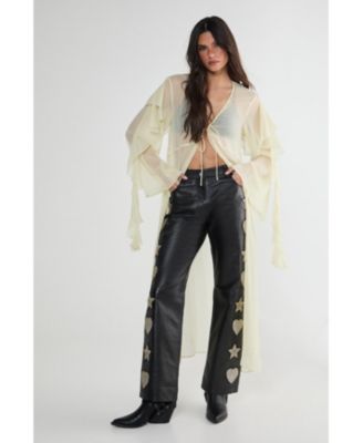 Women's Leather Patched Pants