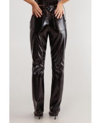 Women's Distressed High Waisted Vinyl Pants