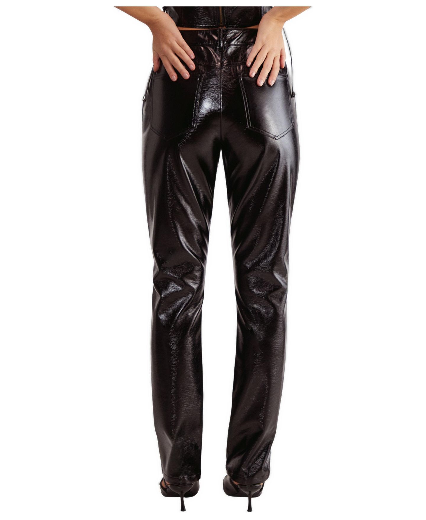 Женские брюки Nasty Gal Distressed High Waisted Vinyl, цвет: Чёрный — фото 3