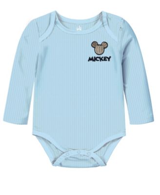 Baby Boys' Mickey Mouse Printed Long Sleeve Bodysuit, 3-Pack Set