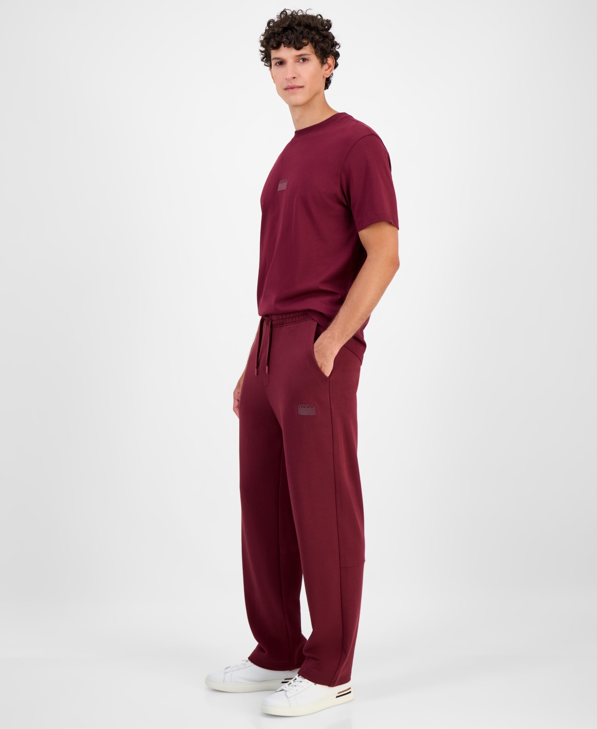 Hugo Boss Hugo By  Men's Cotton Relaxed Straight-leg Pants In Burgundy