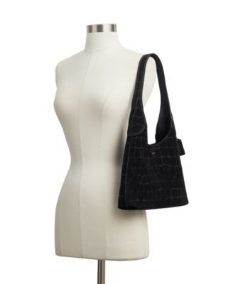 Brooklyn Medium Crocodile Embossed Suede Shoulder Bag 28