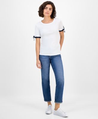 Women's Cotton Tie-Sleeve Top