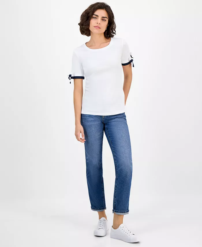 Nautica Women's Cotton Tie-Sleeve Top - thumbnail 8