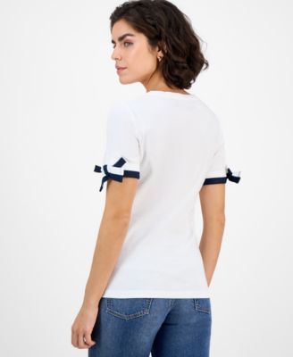 Women's Cotton Tie-Sleeve Top