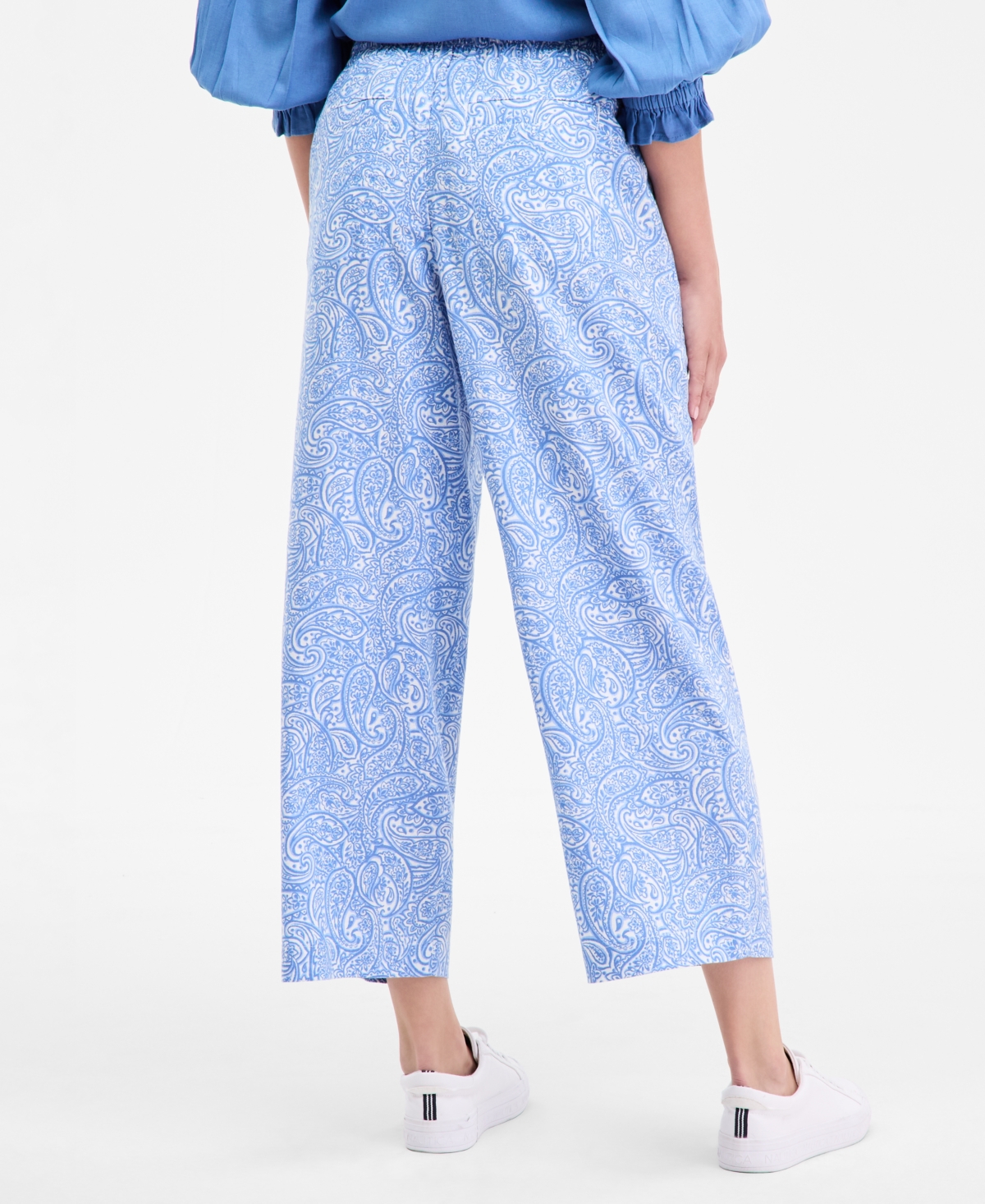 Nautica Jeans Women's Plaid Linen-blend Drawstring Pants In Multi