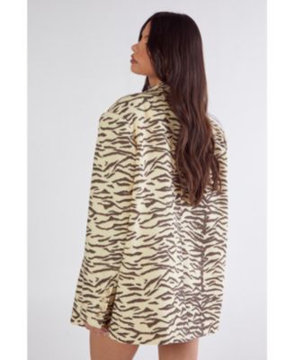 Women's Zebra Print Oversized Tailored Blazer
