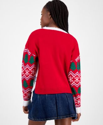 Juniors' Charlie Brown and Snoopy Christmas Sweater