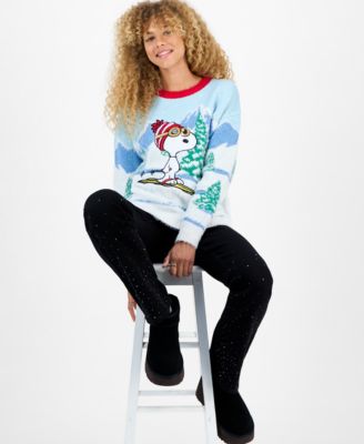 Juniors' Snoopy Skiing Sweater