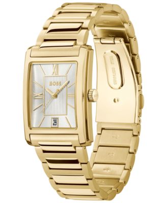 Men's Principle Dress Quartz Basic Calendar Ionic Plated Thin Gold Steel Watch, 28 x 39mm