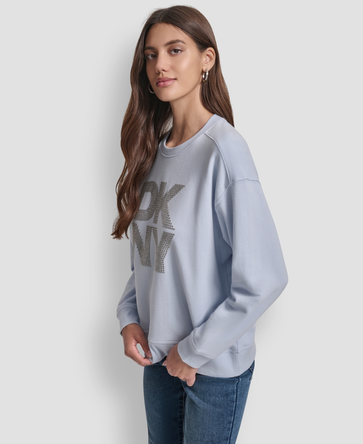 Dkny Jeans Petite Long Sleeves Sweatshirt In Blue