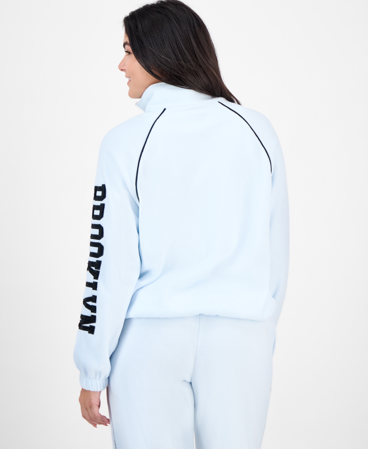 Rebellious One Juniors' Brooklyn Half-zip Polar Fleece Top In Blue
