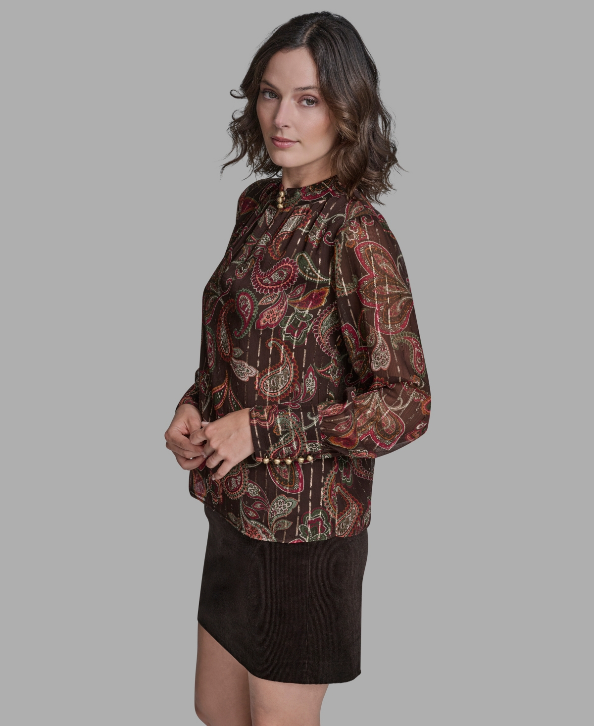 Bcbg Women's Long Sleeve Keyhole Detail Top