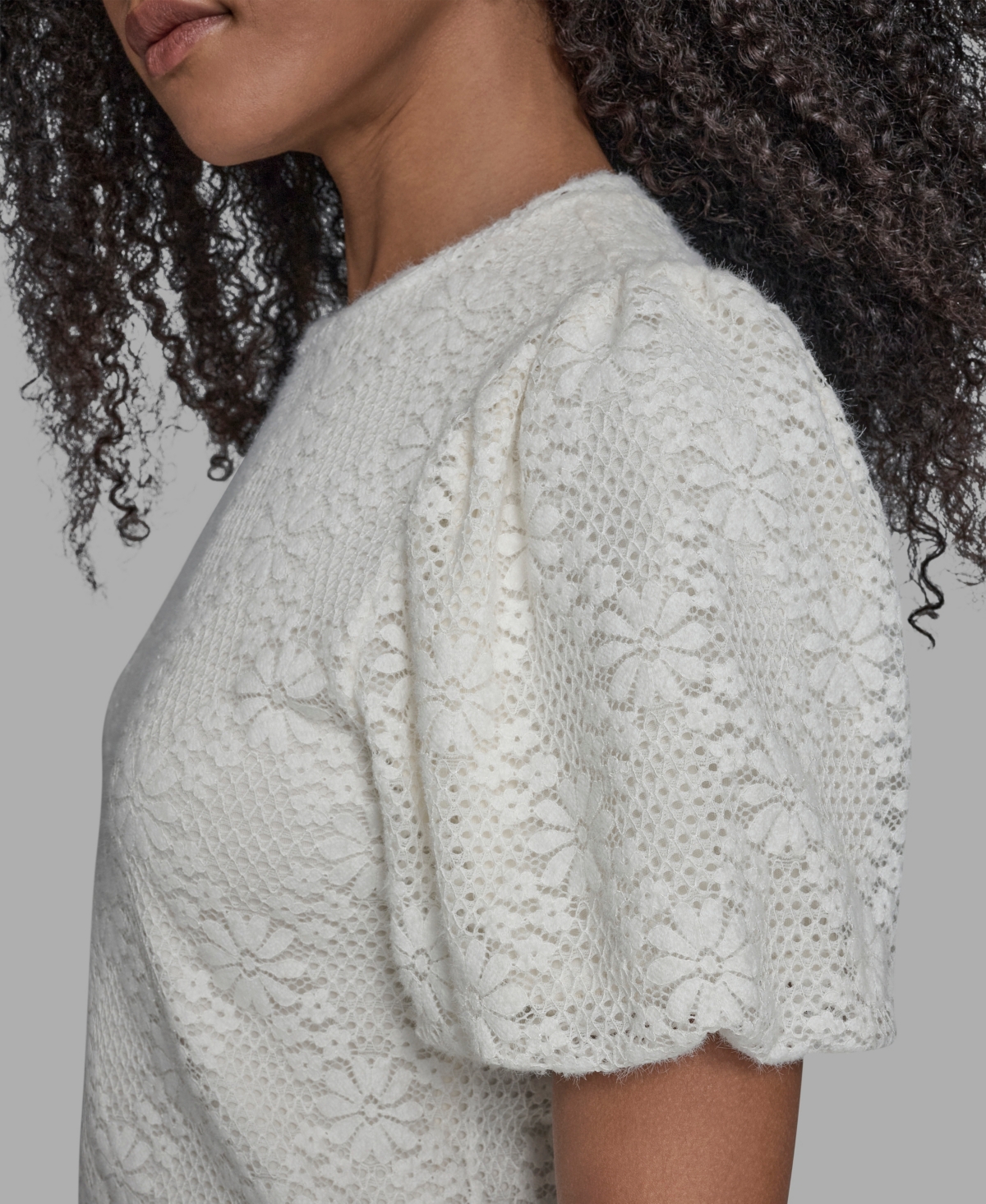 Bcbg Women's Short Sleeve Lace Blouse In White